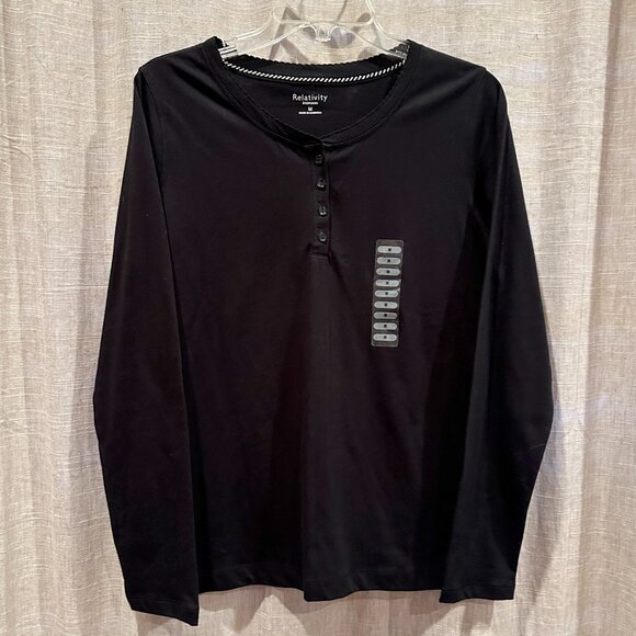 Relativity 2-Piece Black & Gray Pajama Set Women’s Medium - Picture 2 of 11